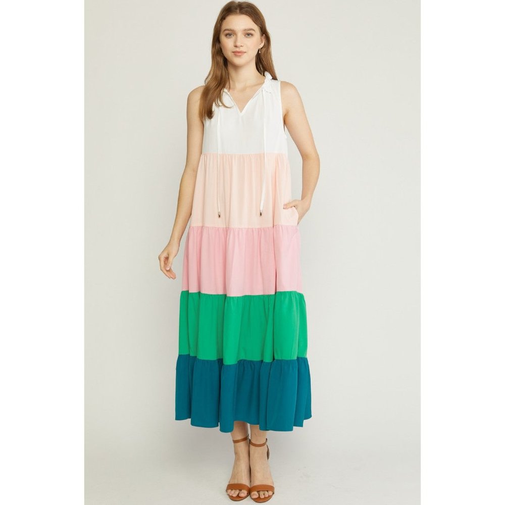 Entro Color Block Maxi Dress